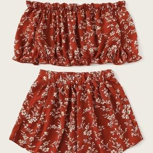 Burnt Orange Floral Two Piece